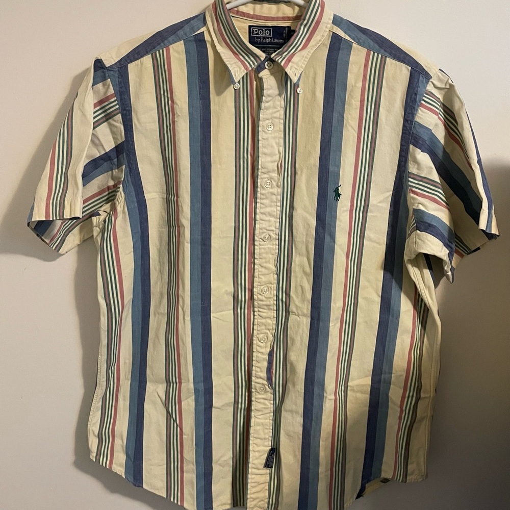Sz L Polo by Ralph Lauren Men's Striped Shirt - Multicolor